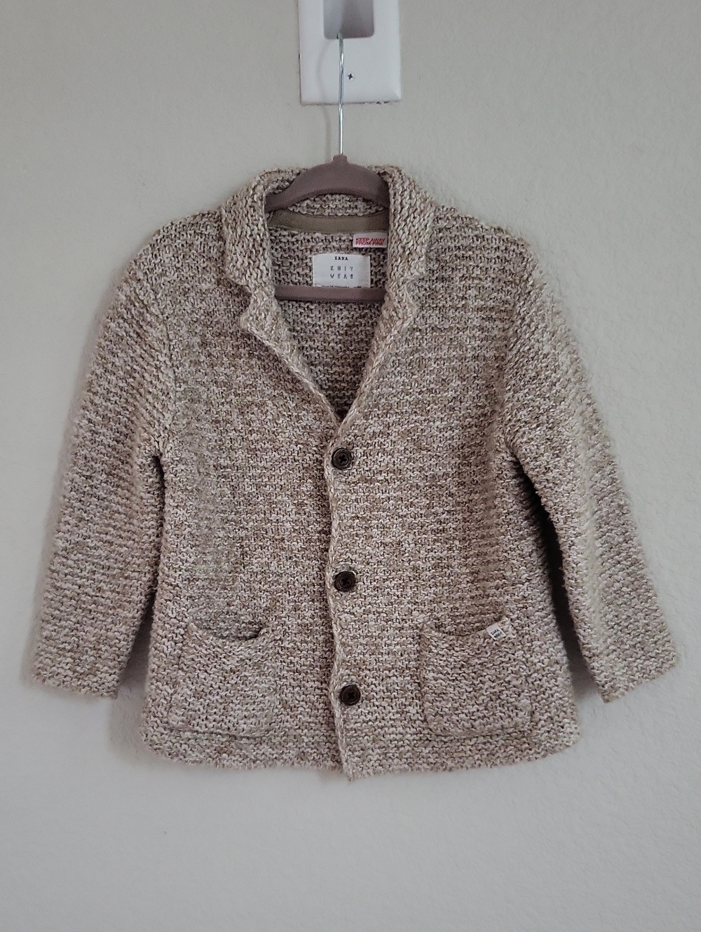 Zara Baby Button Down Knit Beige Sweater